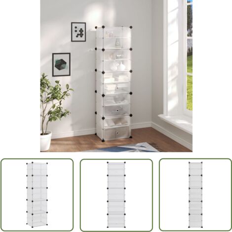 The Living Store Schuhregal Transparent 44x31,5x153,5 cm PP - Schuhregal - Schuhorganisation - Garderobe - Aufbewahrungsbox - Regal