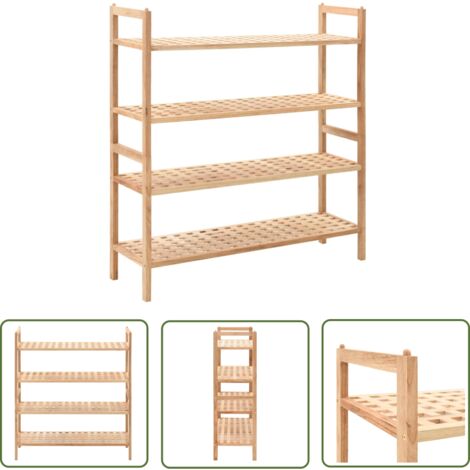 The Living Store Schuhregal Walnussholz Massiv 69x26x81 cm - Schuhregal - Walnuss Regal - Schuhschrank - Garderobe - Aufbewahrungsbox