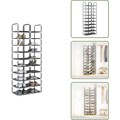 The Living Store Schuhregale 2 Stk. 10 Ebenen Schwarz 33x33x174 cm Vliesstoff - Schuhablage