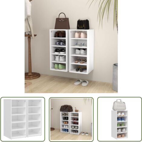 The Living Store Schuhschränke 2 Stk. Weiß 31,5x35x70 cm Holzwerkstoff - Schuhschrank - Schuhregal - Aufbewahrung - Garderobe - Wohnraumorganisation