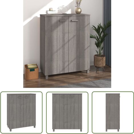 The Living Store Schuhschrank HAMAR Hellgrau 85x40x108 cm Massivholz Kiefer - Schuhschrank - Schrank - Garderobe - Einbauschrank - Stauraum