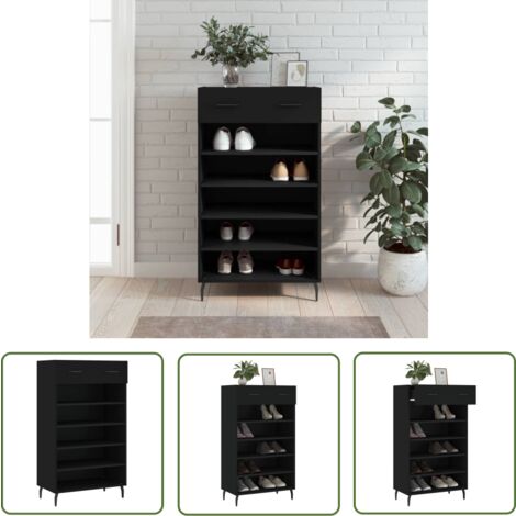 The Living Store Schuhschrank Schwarz 60x35x105 cm Holzwerkstoff - Schuhschrank - Garderobe - Einbauschrank - Wohnzimmermöbel - Schlafzimmermöbel