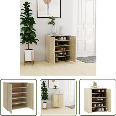 The Living Store Schuhschrank Sonoma-Eiche 60x35x70 cm Holzwerkstoff - Schuhschrank - Holzwerkstoff - Schrank Für Den Flur - Schuhorganisation - Stauraum