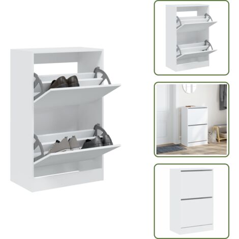 The Living Store Schuhschrank Weiß 60x34x96,5 cm Holzwerkstoff - Schuhschrank - Schrank Für Schuhe - Schuhregal - Garderobe - Einbauschrank