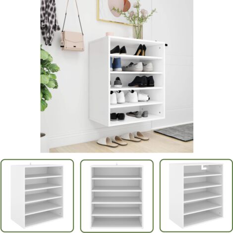 The Living Store Schuhschrank Weiß 60x35x70 cm Holzwerkstoff - Schuhschrank - Holzwerkstoff - Weißer Schuhschrank - Garderobe - Aufbewahrung
