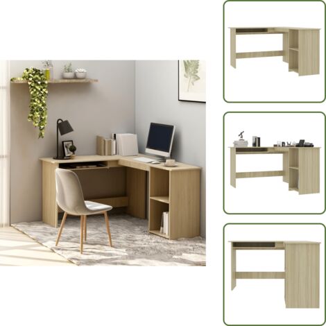 The Living Store Scrivania Angolare a L Rovere Sonoma 120x140x75cm Multistrato - Scrivania da ufficio
