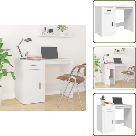 The Living Store Scrivania Bianca 100x49x75 cm in Legno Multistrato - Scrivania da ufficio
