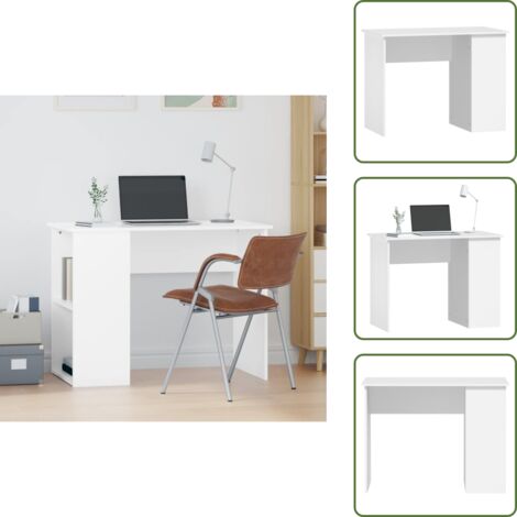 The Living Store Scrivania Bianca 100x55x75 cm in Legno Multistrato - Scrivania da ufficio