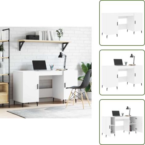The Living Store Scrivania Bianca 140x50x75 cm in Legno Multistrato - Scrivania in legno