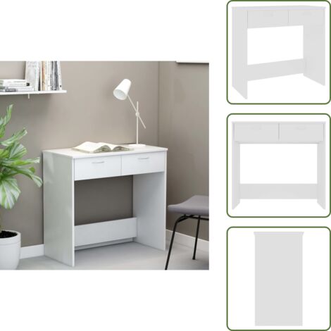 The Living Store Scrivania Bianca 80x40x75 cm in Legno Multistrato - Scrivania da studio