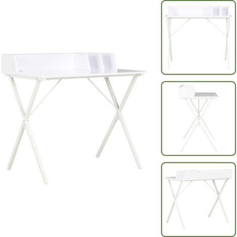 The Living Store Scrivania Bianca 80x50x84 cm - Scrivania in legno