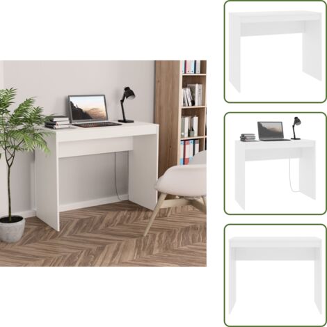 The Living Store Scrivania Bianca 90x40x72 cm in Legno Multistrato - Scrivania bianca