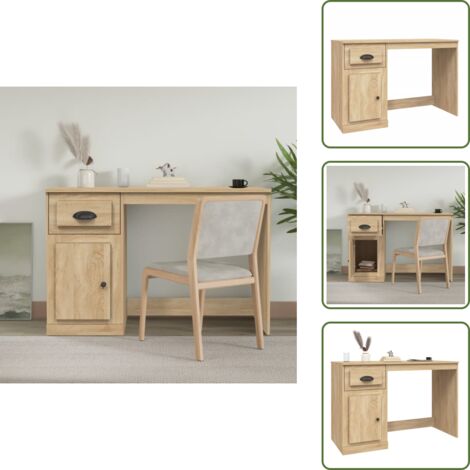 The Living Store Scrivania Cassetto Rovere Sonoma 115x50x75 cm Legno Multistrato - Cassetto