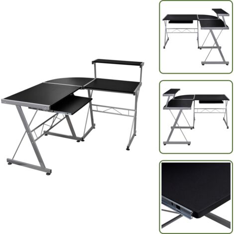 The Living Store Scrivania Computer Angolare Nera 132x112x99cm Legno Multistrato - Scrivania angolare