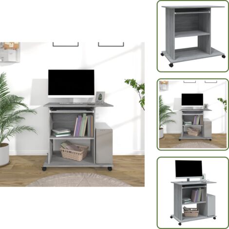 The Living Store Scrivania Computer Grigio Sonoma 80x50x75 cm Legno Multistrato - Scrivania per ufficio