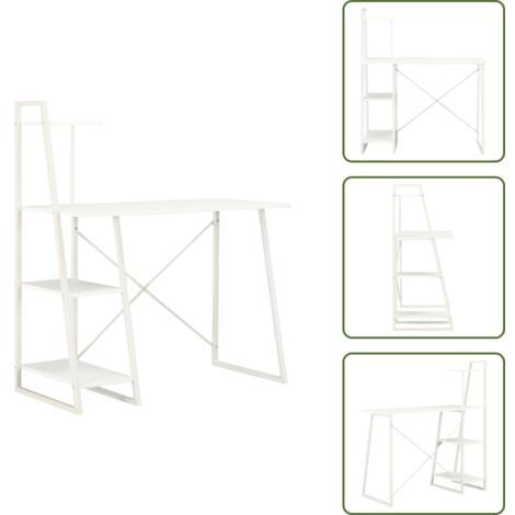 The Living Store Scrivania con Mensole Bianca 102x50x117 cm - Scaffale