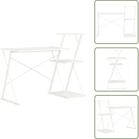 The Living Store Scrivania con Ripiano Bianca 116x50x93 cm - Scrivania moderna