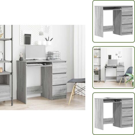 The Living Store Scrivania Grigio Sonoma 90x45x76 cm in Legno Multistrato - Scrivania grigio sonoma