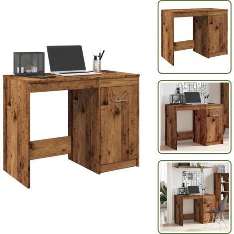 The Living Store Scrivania Legno Antico 100x50x76 cm in Legno Multistrato - Scrivania da ufficio