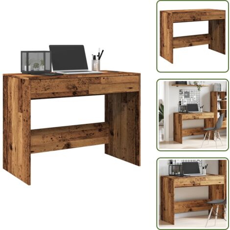 The Living Store Scrivania Legno Antico 101x50x76,5 cm in Legno Multistrato - Scrivania da ufficio