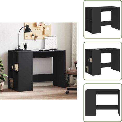 The Living Store Scrivania Nera 102x50x75 cm in Legno Multistrato - Scrivania nera