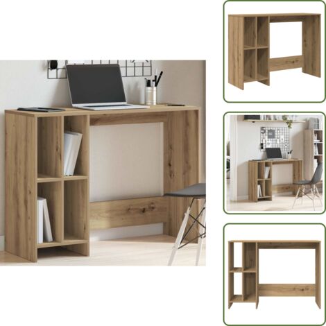 The Living Store Scrivania Rovere Artigianale 102,5x35x75cm in Legno Multistrato - Scrivania rovere artigianale