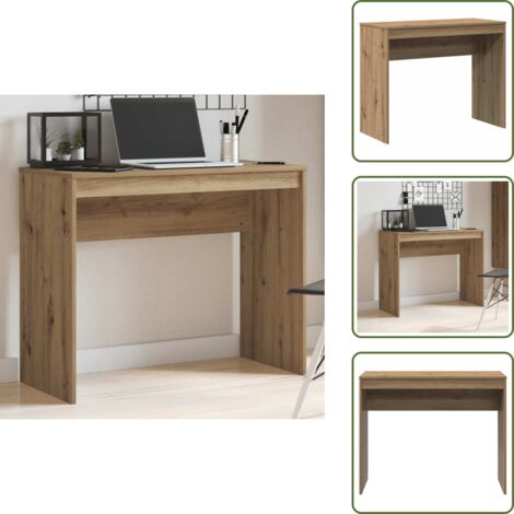 The Living Store Scrivania Rovere Artigianale 90x40x72 cm in Legno Multistrato - Scrivania rovere artigianale