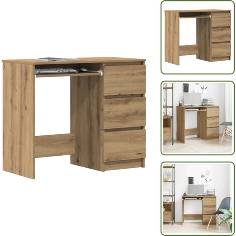 The Living Store Scrivania Rovere Artigianale 90x45x76 cm in Legno Multistrato - Scrivania rovere