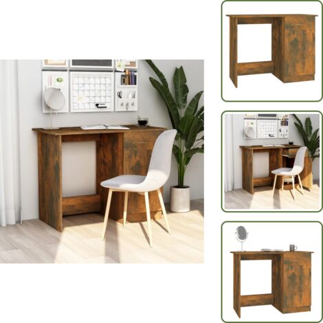 The Living Store Scrivania Rovere Fumo 100x50x76 cm in Legno Multistrato - Scrivania da ufficio