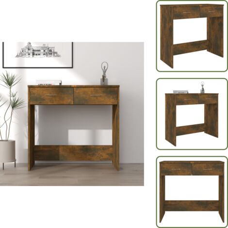 The Living Store Scrivania Rovere Fumo 80x40x75 cm in Legno Multistrato - Scrivania Rovere Fumo