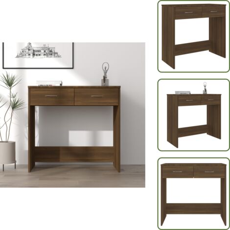 The Living Store Scrivania Rovere Marrone 80x40x75 cm in Legno Multistrato - Scrivania marrone