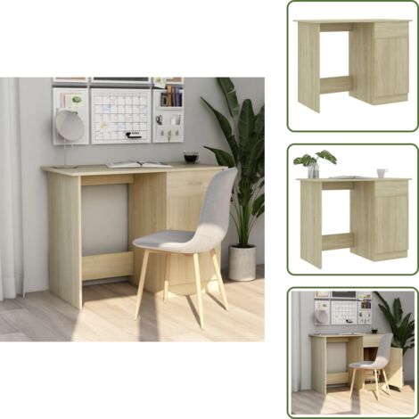 The Living Store Scrivania Rovere Sonoma 100x50x76 cm in Legno Multistrato - Scrivania rovere sonoma