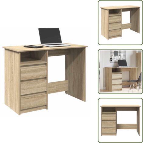 The Living Store Scrivania Rovere Sonoma 102x50x75 cm in Legno Multistrato - Scrivania da studio