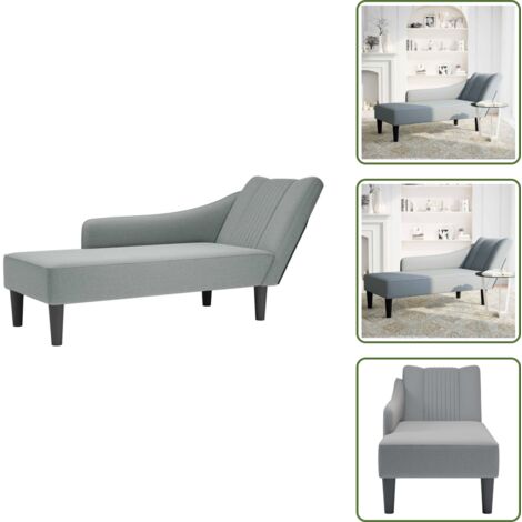 The Living Store Sdraio con Bracciolo Destro in Tessuto Grigio Chiaro - Chaise longue