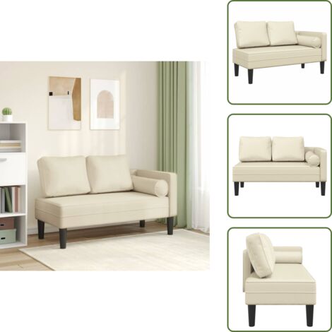 The Living Store Sdraio con Cuscini Crema in Similpelle - Sdraio con cuscino