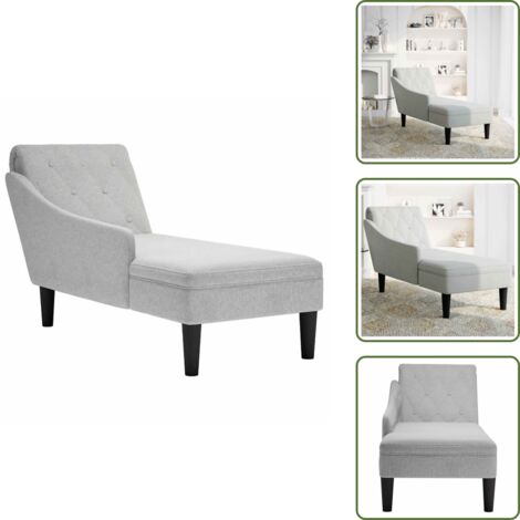 The Living Store Sdraio con Cuscino e Bracciolo Destro in Tessuto Grigio Nuvola - Cuscino lombare
