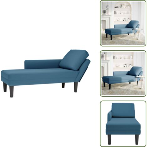 The Living Store Sdraio con Cuscino e Bracciolo Destro in Velluto Blu - Cuscino