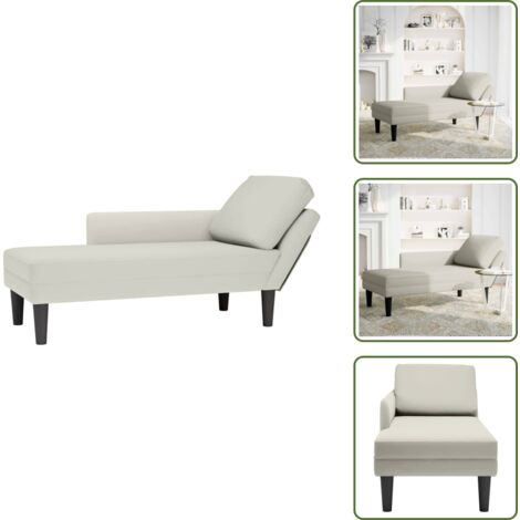 The Living Store Sdraio con Cuscino e Bracciolo Destro in Velluto Crema - Cuscino