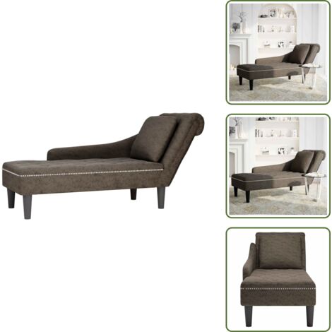 The Living Store Sdraio con Cuscino e Bracciolo Destro Similpelle Grigio Scuro - Cuscino