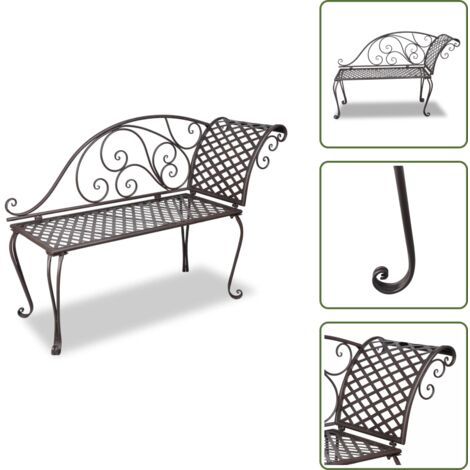 The Living Store Sdraio da Giardino 128 cm in Acciaio Stile Anticato Marrone - Letto da giardino