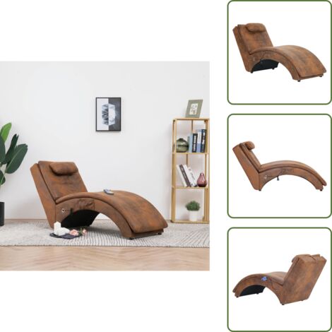 The Living Store Sdraio Massaggiante con Cuscino Marrone Similpelle Scamosciata - Cuscino massaggiante