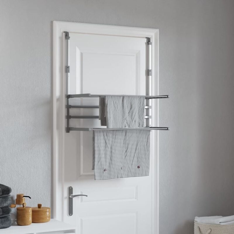 Séchoir à linge pour balcon 89x25x(60-95) cm aluminium - Argent - The Living Store