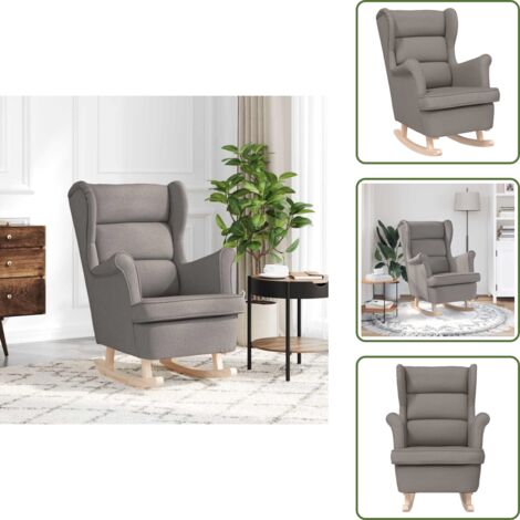 The Living Store Sedia a Dondolo Tortora 74x90x102 cm in Tessuto - Poltrona a dondolo