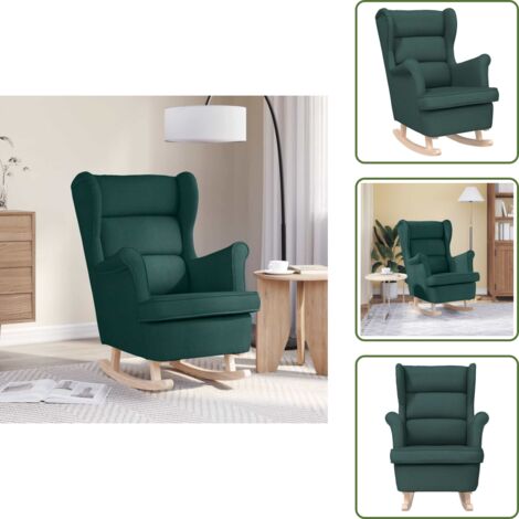 The Living Store Sedia a Dondolo Verde Scuro 74x90x102 cm in Tessuto - Sedia a dondolo verde scuro