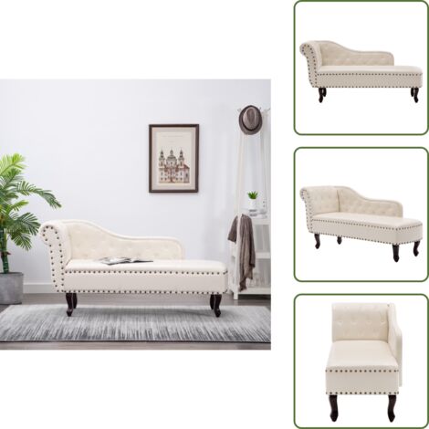 The Living Store Sedia a Sdraio Bianco Crema in Similpelle - Sedia Chesterfield