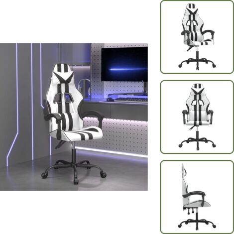 The Living Store Sedia da Gaming Bianco e Nero in Similpelle - Sedia da gioco
