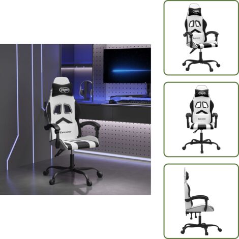 The Living Store Sedia da Gaming Bianco e Nero in Similpelle - Sedia da gioco