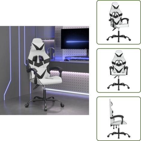 The Living Store Sedia da Gaming Bianco e Nero in Similpelle - Sedia da gioco