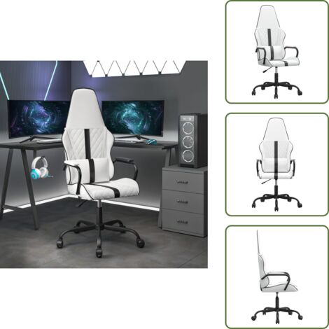 The Living Store Sedia da Gaming Bianco e Nero in Similpelle - Similpelle
