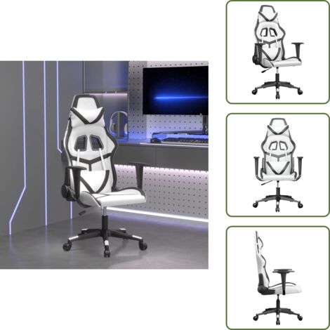 The Living Store Sedia da Gaming Bianco e Nero in Similpelle - Similpelle